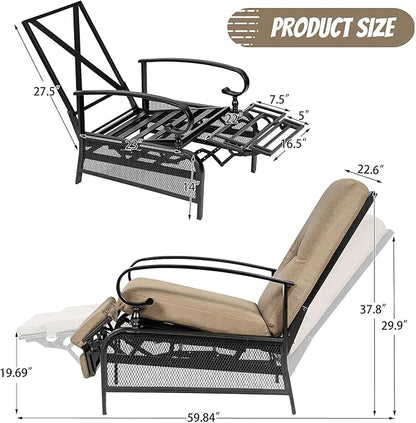 Incbruce Outdoor Lounge Chair Set of 2 Patio Furniture Adjustable Recliner - Image 3