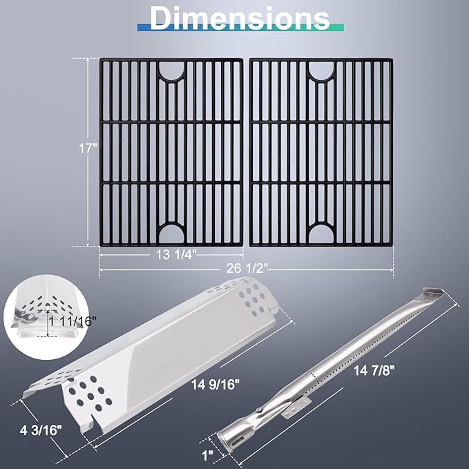 Grill Replacement Parts for Nexgrill 5 Burner 720-0888N, 720-0888, 4 Burner 720-0830H, 720-0783E. Cooking Grates, Grill Burner Tubes, Heat Plates and Igniters Accessories for Home Depot Nexgrill Parts