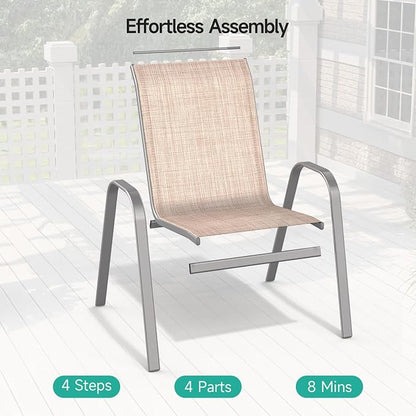 Patio Chairs Set of 6, All Weather Outdoor Dining Chairs | Stackable Dining - Image 4