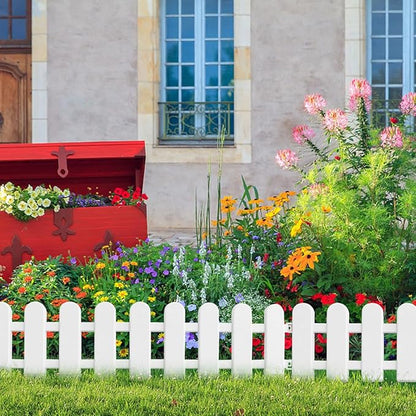 Housoutil 6Pcs Plastic Yard Fence Garden Edging Decorative Picket Fence for Indoor Outdoor Courtyard Lawn Border 50Cm Length X 13Cm Height Small Partition for Patio Garden Decor