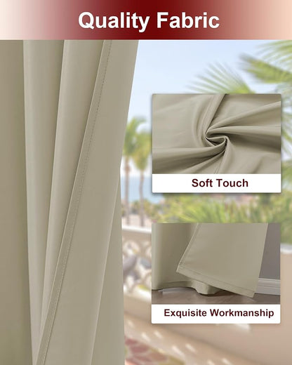 Grommet Outdoor Curtains for Patio Waterproof 8 Pcs 54x120 In Taupe | - Image 4