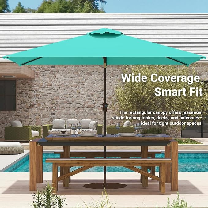6.5' x 10' Rectangular Patio Umbrella Large Outdoor Market Umbrella w/ UV - Image 8