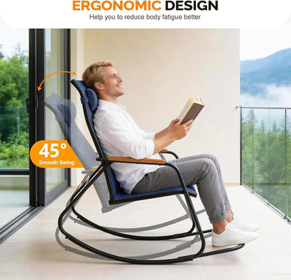 VINGLI Outdoor Rocking Chair, Textilene Mesh Patio Rocker, Outdoor Rocker - Image 4