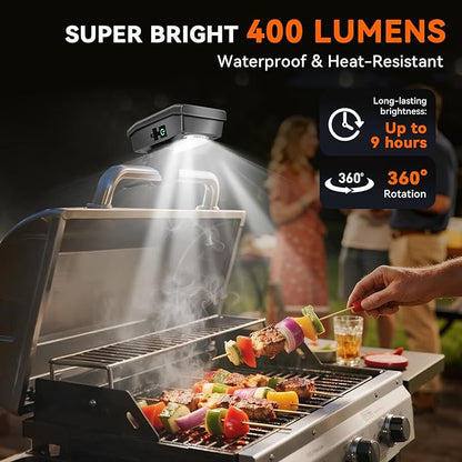 Grill Lights for Outdoor Grill Designed for Blackstone Weber Griddle, BBQ Grill Light for Blackstone Griddle Accessories, LED Grill Lights for Outdoor, Gifts for Men Dad, Grey
