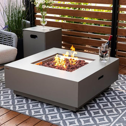 Ashton 36” Propane Fire Pit Smokeless Firepit Converts to Outdoor Gas Fire Pit for Outside Patio Firepit Table Includes Windscreen Rain & Tank Cover Lava Rocks Lid CSA Certified