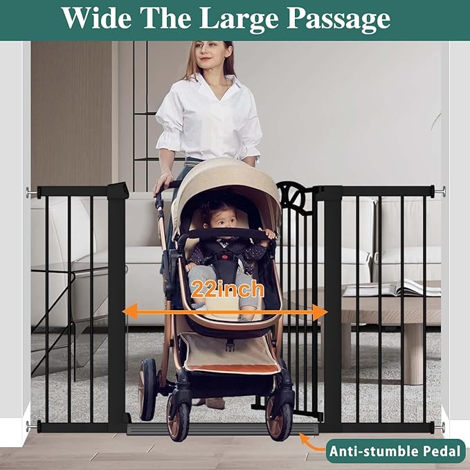 Fairy Baby 70.9"-76.3" Extra Wide Baby Gate for Stairs Doorways, Pressure Mount Pet Gate Auto Close Safety Child Gate, Long Large Dog Gate Indoor for House, 71 72 73 74 75 76 Inches Wide, Black