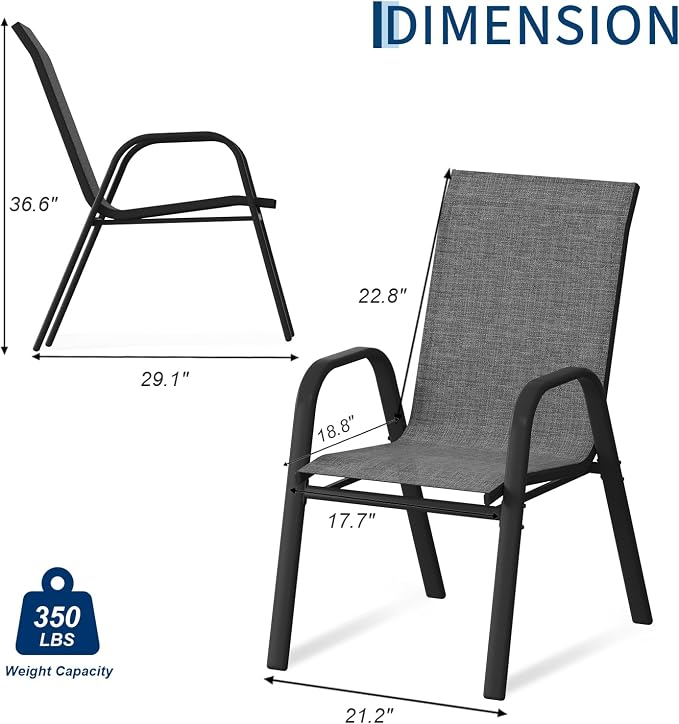 Patio Chairs Set of 6, Stackable Chairs - Image 3