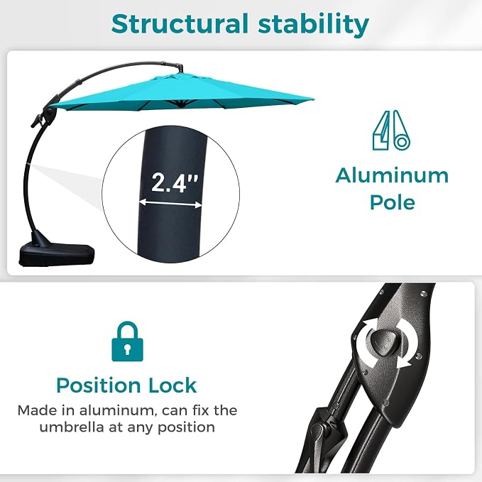Grand patio 12FT Sunbrella Cantilever Round Umbrella - Image 6