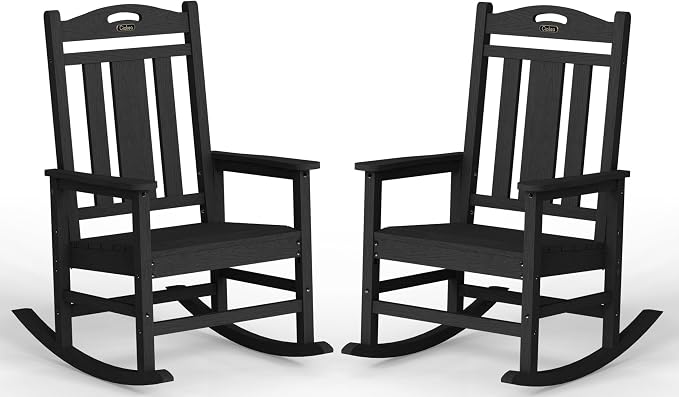 Oversized Outdoor Rocking Chairs Set of 2, 380lbs Heavy-Duty Large Patio Rocker by CIOKEA