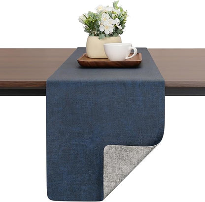 Table Runners 72 Inches Long, Dual-Sided Faux Leather Farmhouse Table Runner Waterproof Heatproof Non-Slip for Living Room Party Home Decor Holiday Decorations(Gray Blue, 15 x 72 Inch)