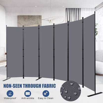 Room Divider and Folding Privacy Screens， 6 Panel Wide Room Divider Wall Screen for Room Separtition, Partition Room Dividers Fabric Panel Wall Dividers Freestanding for Office, Bedroom, Studio Dorm