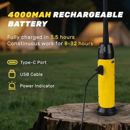 Rechargeable LED Work Light with Flexible Gooseneck, Up to 1000 Lumens 3 Modes Magnetic Work Light, Mechanic Light with Magnetic Base for Work Bench, Lathe, Car Repair, Grill Light, Emergency
