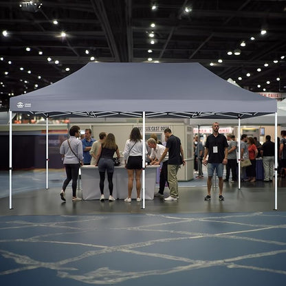 CROWN SHADES 10x20 Pop Up Canopy Tent - Commercial Canopy Tent with 400D Strength Oxford Fabric, Hexagonal Leg, 4 Upgraded Weights - Great for Trade Shows, Events,Parties & Commercial Use, Gray