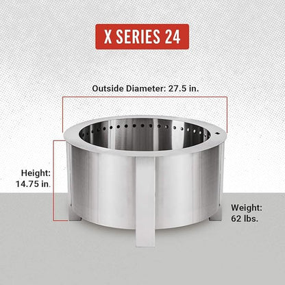 Breeo Smokeless Fire Pit (X Series 24, Stainless Steel) | 27.5 inch Smokeless Firepit for Outside | 62 Pounds | Ideal for Families, Gifts for Dad | Compatible with Wide Range of Breeo Accessories