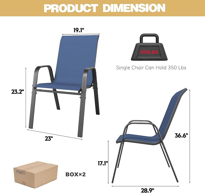 Patio Dining Chairs Set of 8 Outdoor Stackable Dining Chairs - Image 3