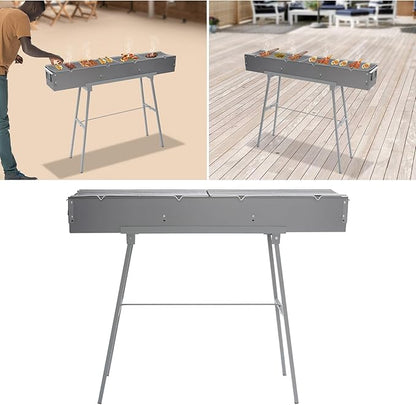 Charcoal Grill, Folding BBQ Grill with Adjustable Air Vents, Portable Stainless Steel Grills for Outdoor Camping Backyard Picnic, Foldable Charcoal Barbecue Grill, 39.3 * 7 * 5.1 inch
