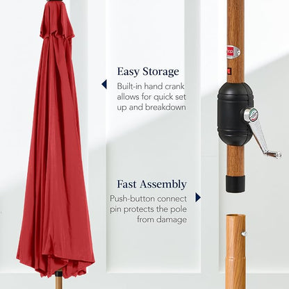 Best Choice Products 10ft Solar Market Patio Umbrella w/Woodgrain Pattern Pole - Image 7
