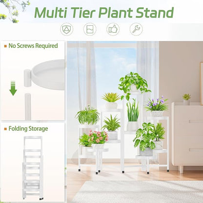 iDavosic.ly Plant Stand Indoor Outdoor, 10 Tier Metal Corner Shelf, Folding - Image 4