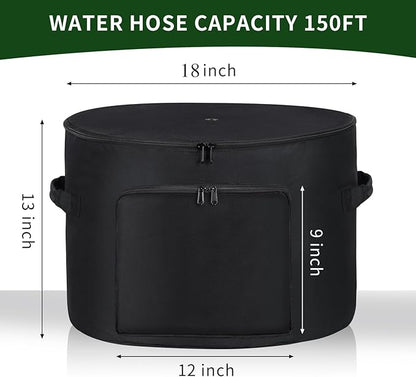 Garden Water Hose Holder Storage Bag Pot，Water Hose Hider，Holds 150 ft Hose ,Bottom With Drain Holes，Patio and Indoor-Black