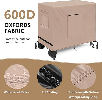 Kovshuiwe Outdoor Dining Cart Cover - Heavy Duty Waterproof Cover for Royal Gourmet Cart Flattop Worktable PC3401S & PC3401B, Compatible with 40 inch Outdoor Utility Cart-48''L x 30''W x 34''H, Khaki