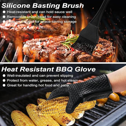 POLIGO 26PCS BBQ Accessories for Outdoor Grill Utensils Set Stainless Steel BBQ Tools Grilling Tools Set for Birthday Fathers Day Dads Presents, Barbecue Accessories Ideal Grilling Gifts for Men Women