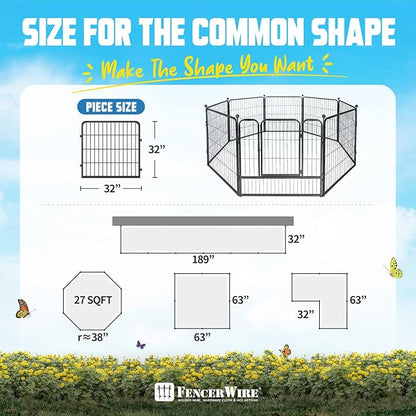 Fencer Wire Decorative Wire Fence, Panel Decor, Heavy Duty Iron Landscape Patio Flower Bed Animal Barrier Border Edging Section, Foldable Garden Fence for Yard for Dog Outdoor, 32 Inch x 21 FT