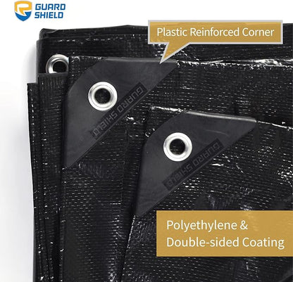 GUARD SHIELD Black Tarp Waterproof 30x30 Feet Medium Duty All Purpose Poly Tarps Cover 7mil