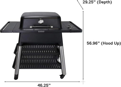 Everdure FORCE 2 Burner Gas Grill, Liquid Propane Portable BBQ Grill with Die-Cast Aluminum Body and Fast-Ignition Technology, 388 Square Inches of Grilling Surface, Adjustable Height, Matte Black
