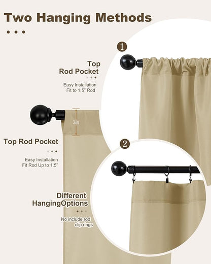 Outdoor Curtains for Patio Waterproof Rod Pocket 6 Pcs 110x84 Inch Cream | - Image 3