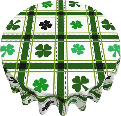 St Patrick's Day Round Tablecloth - St. Patrick's Day 60 Inch Waterproof Rustic Table Cloth Fabric Farmhouse Stripe Tablecloth Decorative for Picnic Party Holiday Home Indoor Outdoor