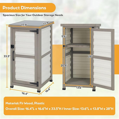 PetsCosset Small Outdoor Storage Cabinet, Wood & Plastic Potting Bench Table - Image 2