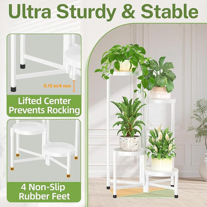 iDavosic.ly Plant Stand Indoor Outdoor, 4 Tier Metal Corner Shelf, Folding - Image 4