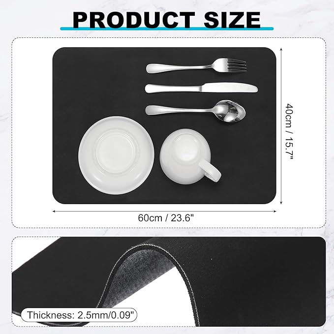 uxcell Silicone Mats for Kitchen Counter, 23.6" x 15.7" Non-Slip Countertop Protector Mat Heat Resistant Coffee Mat Waterproof Table Placemat, Black