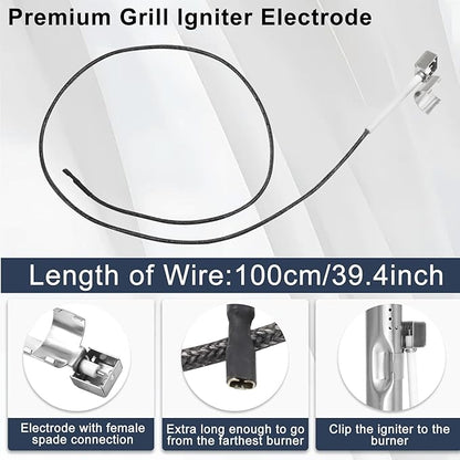 Criditpid Grill Replacement Parts for Charbroil 463340516 463370519 463370516 463278418, Cast Iron Grill Grates, Burners, Igniter, Heat Plates, Crossover Tubes Kit for Charbroil Gas2coal 463336818.