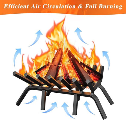 Fireplace Grate 21 Inch with 7 Support Legs, Solid Steel Heavy Duty Fireplace Log Holder, Fireplace Log Grate for Indoor Fireplace & Outdoor In-ground Firepit