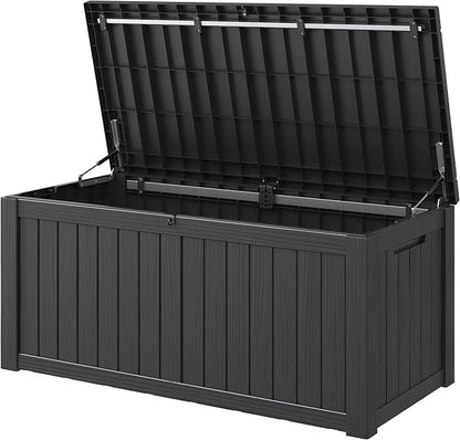 120 Gallon Outdoor Storage Box, Resin Deck Boxes Outdoor Waterproof For Patio Furniture, Garden Tools, Pool Supplies, Lockable And UV Resistant