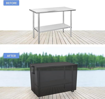 Outdoor Prep Table Cover 48 Inch,Waterproof Patio Stainless Steel Metal BBQ Table Cover All Season Protection for Outdoor Table - 48 x 30 x 35 Inch
