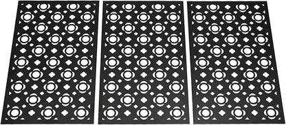 75" H×35" W Decorative Outdoor Privacy Screen with Stand, Outdoor Decor Privacy Fence Screen Metal Fence Panels, Free Standing Metal Divider for Patio Lawn Deck (Black-Small Plum Blossom)