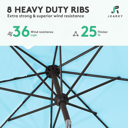 JEAREY 9FT Outdoor Patio Umbrella, Market Umbrella, Sky Blue | Outdoor Table - Image 5