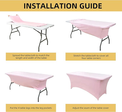 6-Pack 6ft Spandex Table Covers for Rectangle Standard Folding Tables - Wrinkle Resistant Stretch Tablecloths - Ultimate Fitted Table Protector for Parties, Trade Shows, Wedding