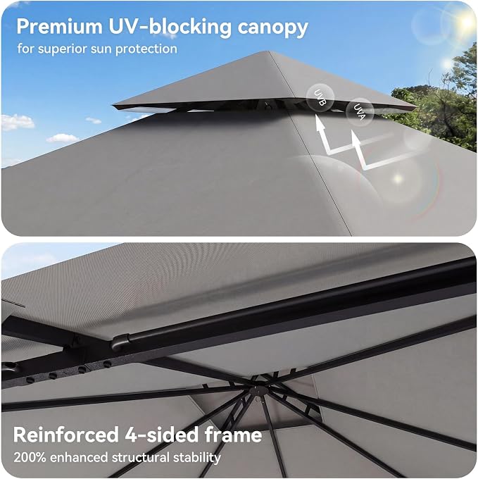 10'x10' Gazebo, Metal Frame Canopy - Image 7