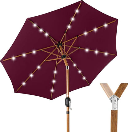 Best Choice Products 10ft Solar Market Patio Umbrella w/Woodgrain Pattern Pole by Unknown