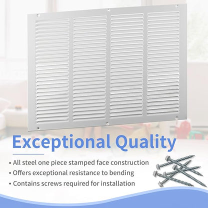 20"W x 14"H [Duct Opening Size] Steel Return Air Grille, Air Return Vent Cover for Ceiling and Sidewall - HVAC Air Vent Covers - [Outer Dimensions: 21.75"W x 15.75"H]