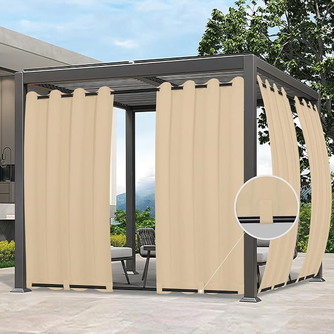 Easy-Going Outdoor Curtains for Patio 1 Panel, 54x120 inch, Weatherproof by Easy-Going