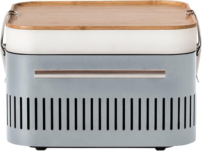 Everdure CUBE Portable Charcoal Grill, Tabletop BBQ, Perfect Tailgate, Beach, Patio, or Camping Grill, Lightweight & Compact Small Grill with Preparation Board & Food Storage Tray, Stone