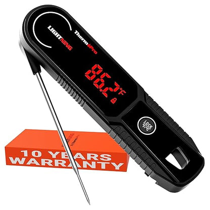 ThermoPro Lightning 1-Second Instant Read Meat Thermometer, Kitchen Food Thermometer with Auto Wake/Sleep/180° Rotating Display, Waterproof Cooking Thermometer for Oil Deep Fry Smoker BBQ Grill