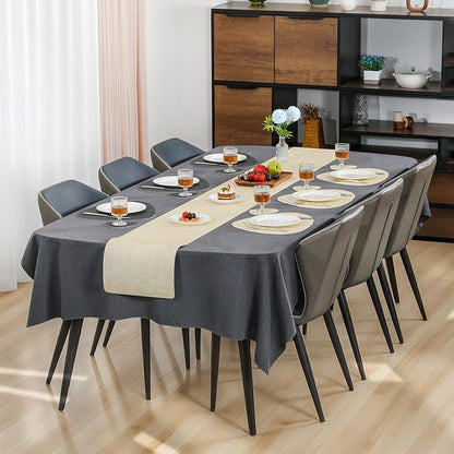 Placemats and Coasters, Washable Reversible Placemats Round Faux Leather Wipeable Place Mats Non Slip Heat Resistant Indoor Outdoor Table Mats (Set of 4, Gray Cream)