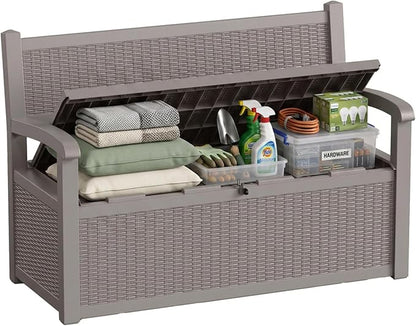 80 Gallon Storage Bench Deck Box Resin Patio Furniture by GYMHILL