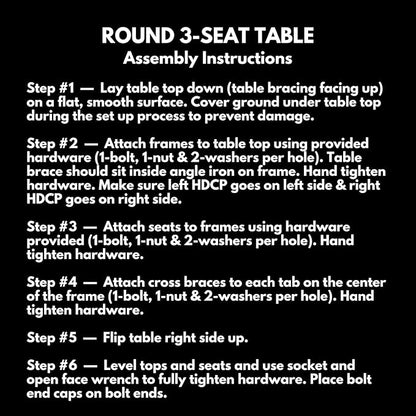 COATEDOUTDOORFURNITURE Heavy-Duty Portable Outdoor Picnic Table with Umbrella Hole, Punched Steel Patio Dining Furniture Made in America (46" Round Top, Textured Black)