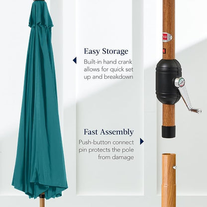 Best Choice Products 10ft Solar Market Patio Umbrella w/Woodgrain Pattern Pole - Image 7